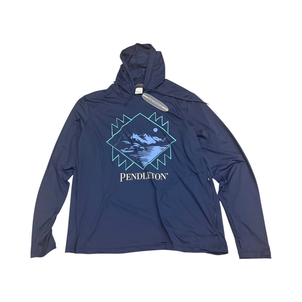 Pendleton XL Navy Long Sleeve Hoodie Polyester Spandex Blend